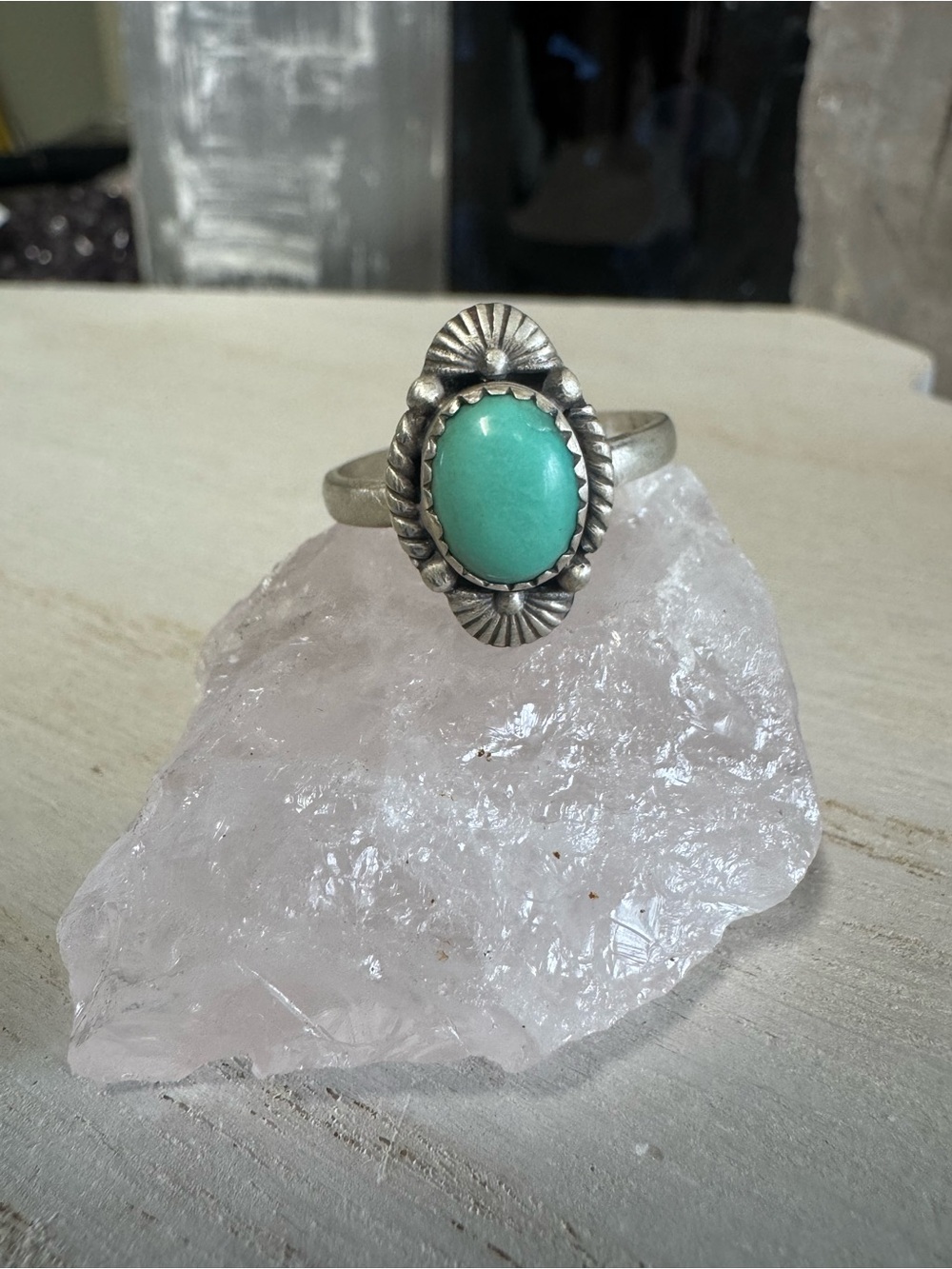 Kingman Mojave Turquoise Handcrafted Sterling Silver Oval Ring Adjustable Size
